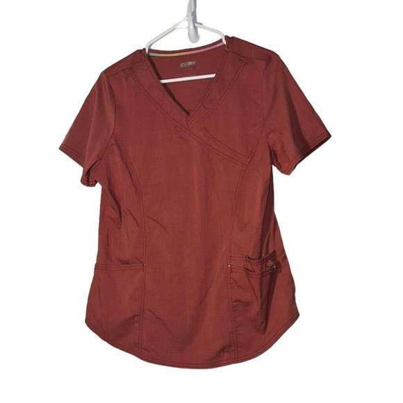 Scrubstar Tops Scrubstar Mock Wrap Scrub Top Size Large Terracotta